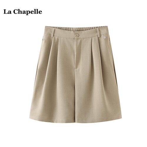 拉夏贝尔/La Chapelle高腰垂感西装短裤女夏季新款直筒显瘦阔腿裤