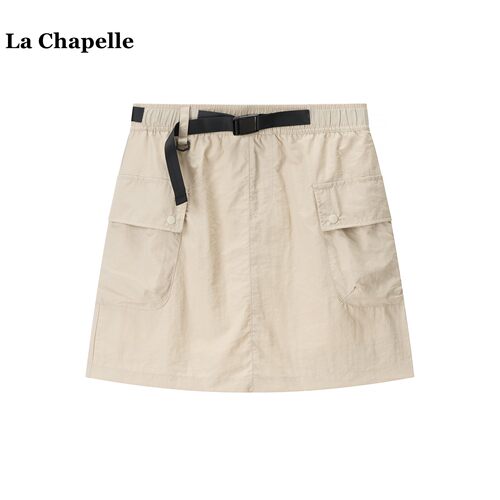 拉夏贝尔/La Chapelle户外薄款工装短裙女夏季新款休闲a字半身裙
