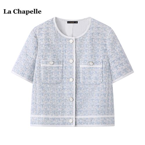 拉夏贝尔/La Chapelle小香风短袖外套女春夏新款名媛气质开衫上衣