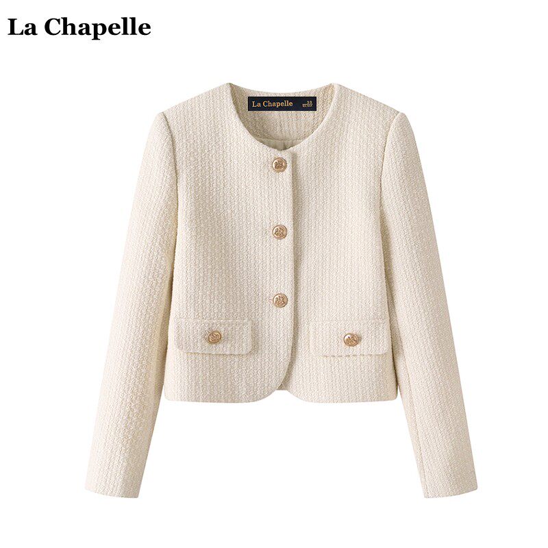 拉夏贝尔/La Chapelle秋冬新款法式复古纯色小香风外套女气质上衣怎么看?