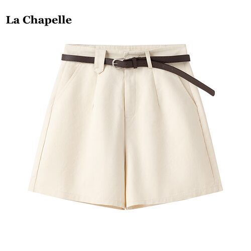 拉夏贝尔/La Chapelle韩系高腰显瘦短裤女夏季新款纯色西装五分裤
