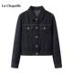 新款 Chapelle复古显瘦牛仔外套女春季 高级感夹克上衣 拉夏贝尔