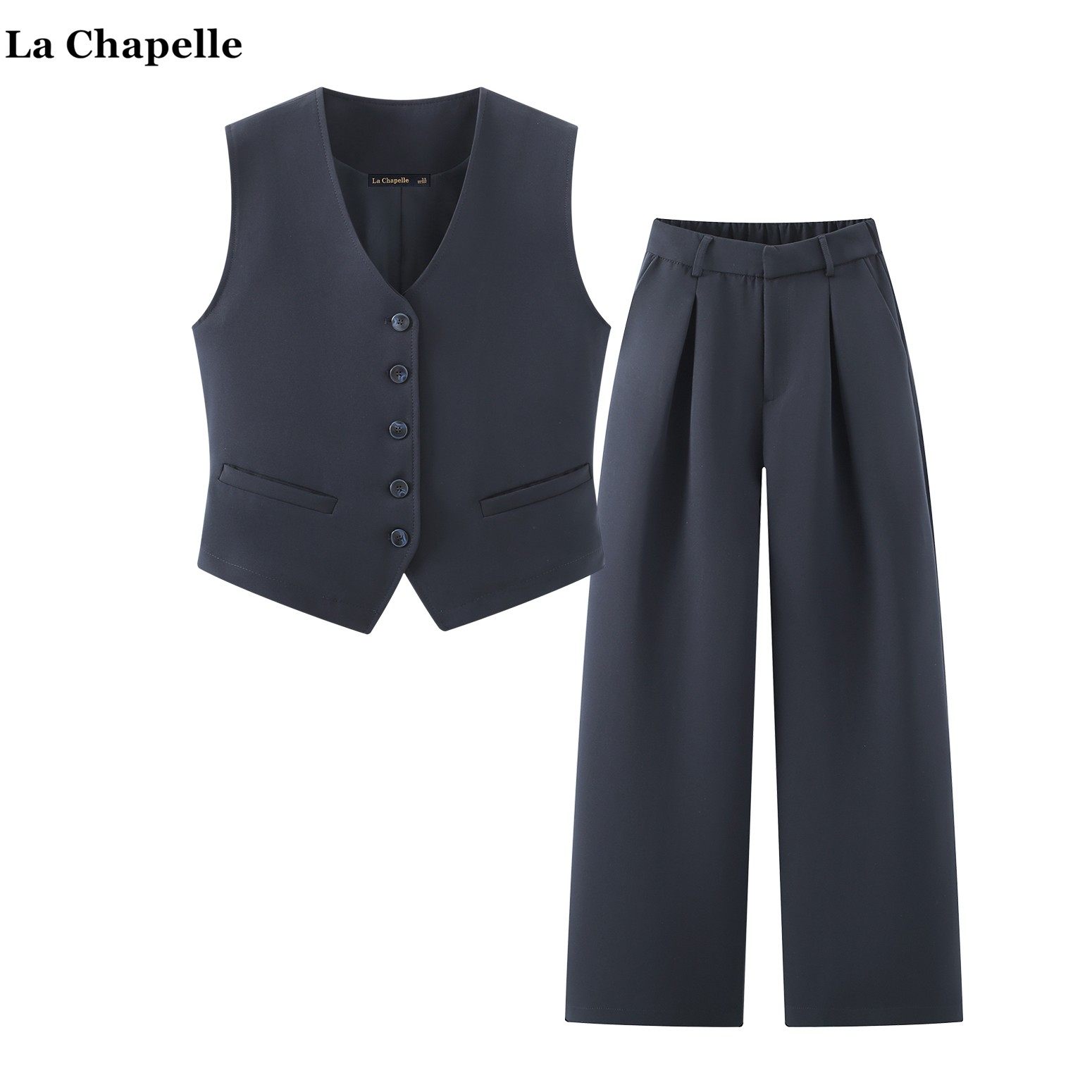 拉夏贝尔/La Chapelle2026春季高级感套装女马甲西装阔腿裤俩件套