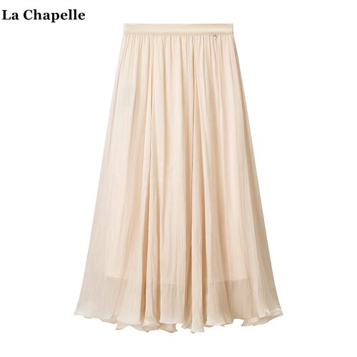 拉夏贝尔/La Chapelle仙气百搭月牙半身裙女春夏新款流光纱裙长裙