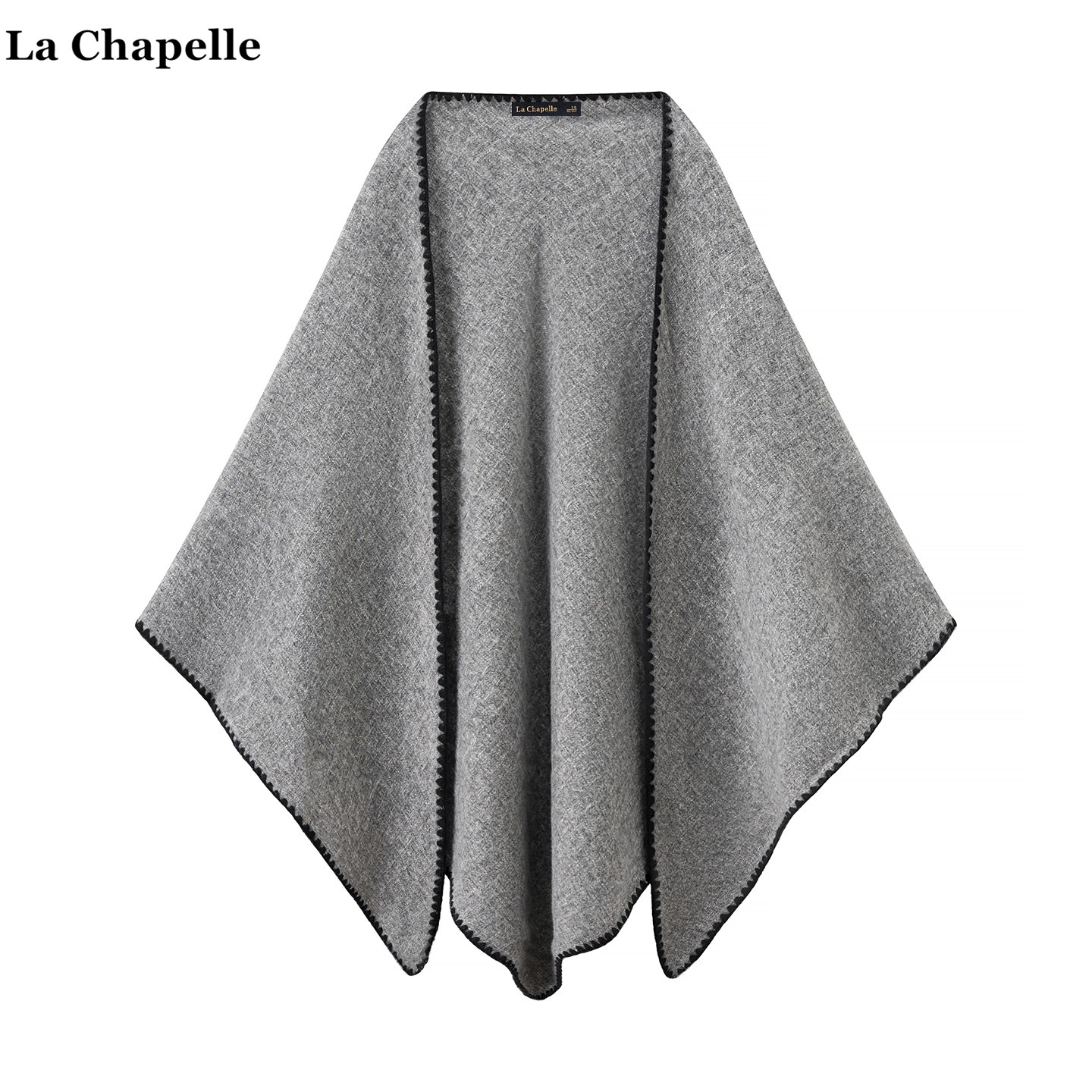 拉夏贝尔/La Chapelle高级感纯色斗篷围巾外搭女大三角巾针织披肩