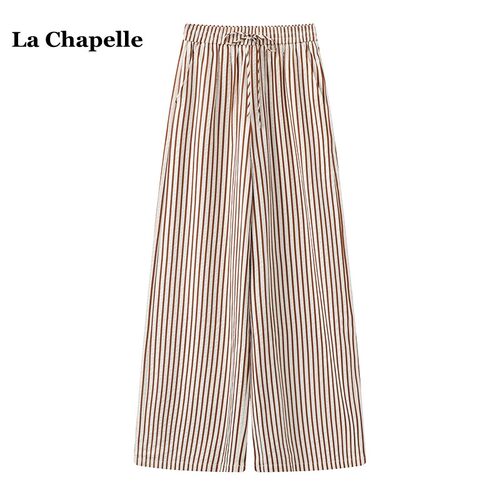 拉夏贝尔/La Chapelle条纹宽松直筒阔腿裤女夏季新款慵懒松弛长裤