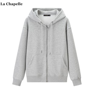 宽松拉链开衫 拉夏贝尔 新款 Chapelle灰色连帽bm卫衣女秋季 上衣