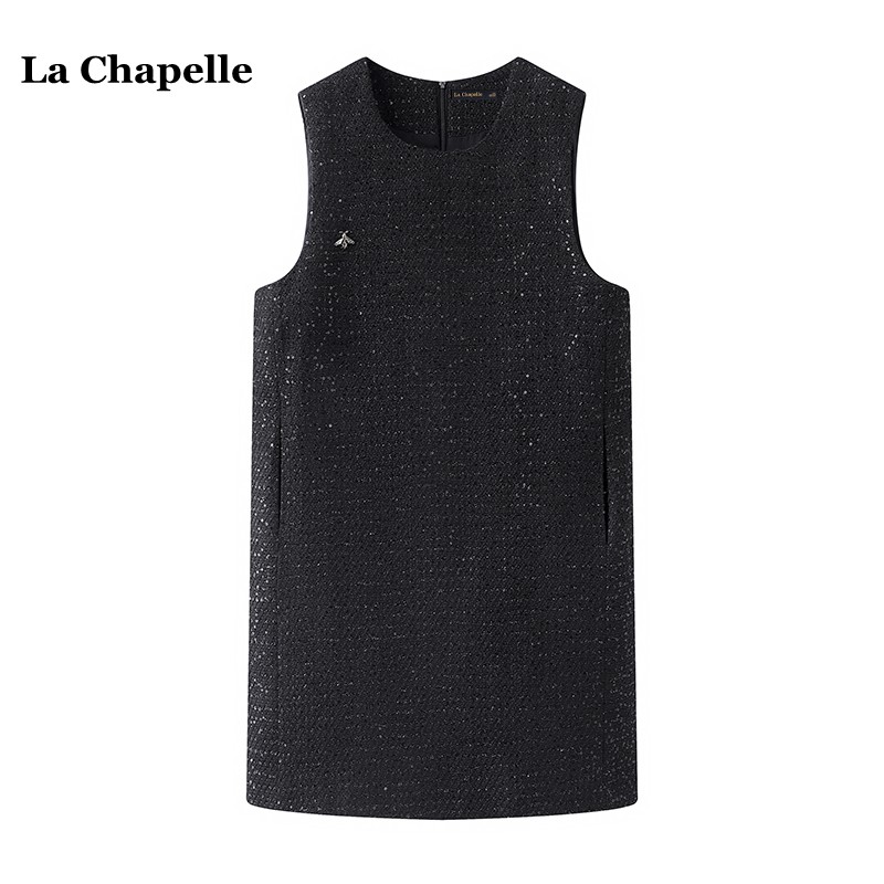 拉夏贝尔/La Chapelle小香风亮片背心裙女春季名媛气质连衣裙短裙