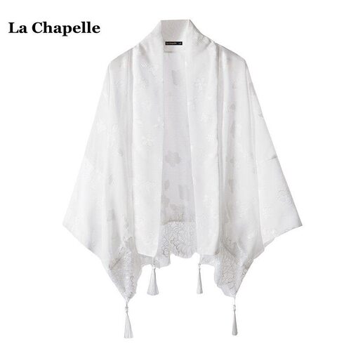 拉夏贝尔/La Chapelle新中式流苏提花披肩女2026春夏外搭旗袍开衫