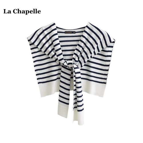拉夏贝尔/La Chapelle条纹针织披肩女高级感外搭薄款空调房小坎肩