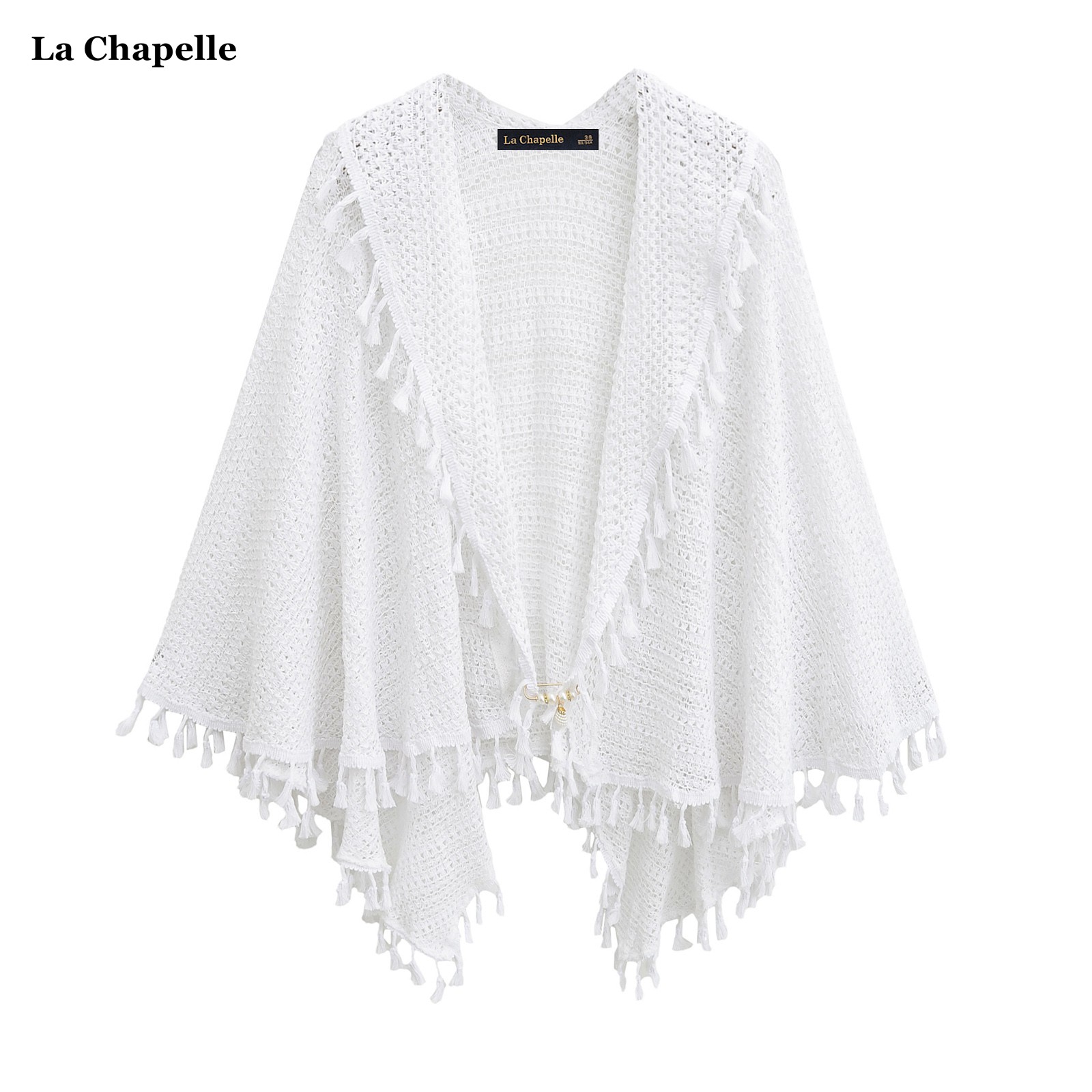 拉夏贝尔/La Chapelle民族风流苏斗篷披肩女夏季外搭镂空针织开衫