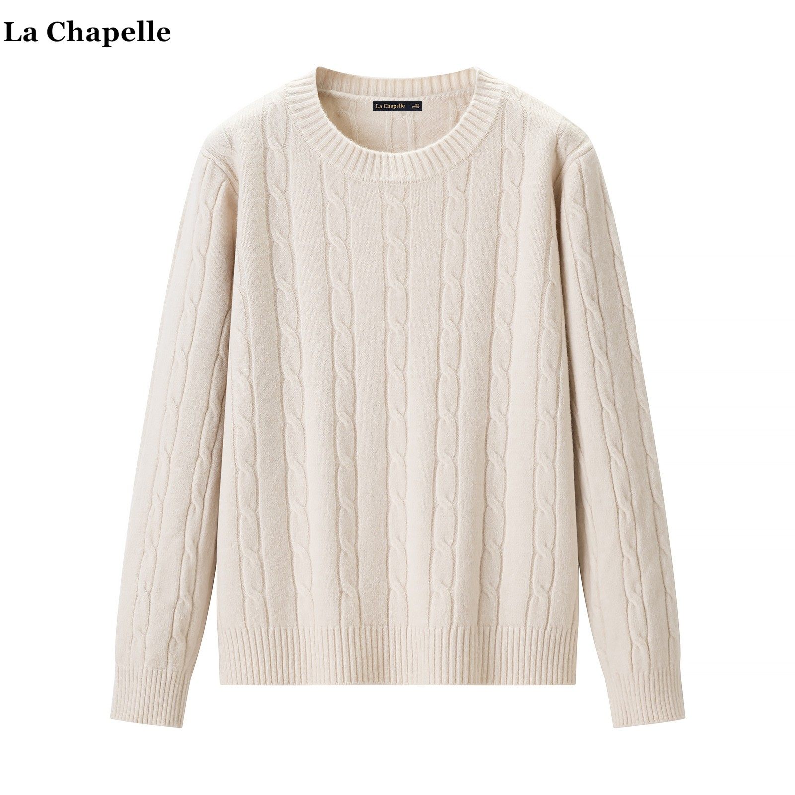 拉夏贝尔/La Chapelle复古麻花针织衫女春季新款慵懒宽松套头毛衣