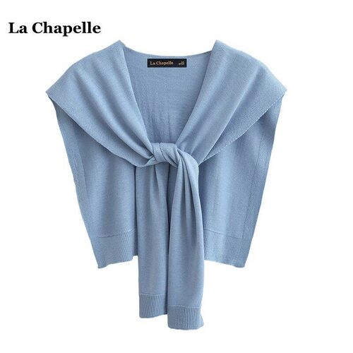 拉夏贝尔/La Chapelle春夏薄款披肩外搭打结坎肩女空调房针织搭肩