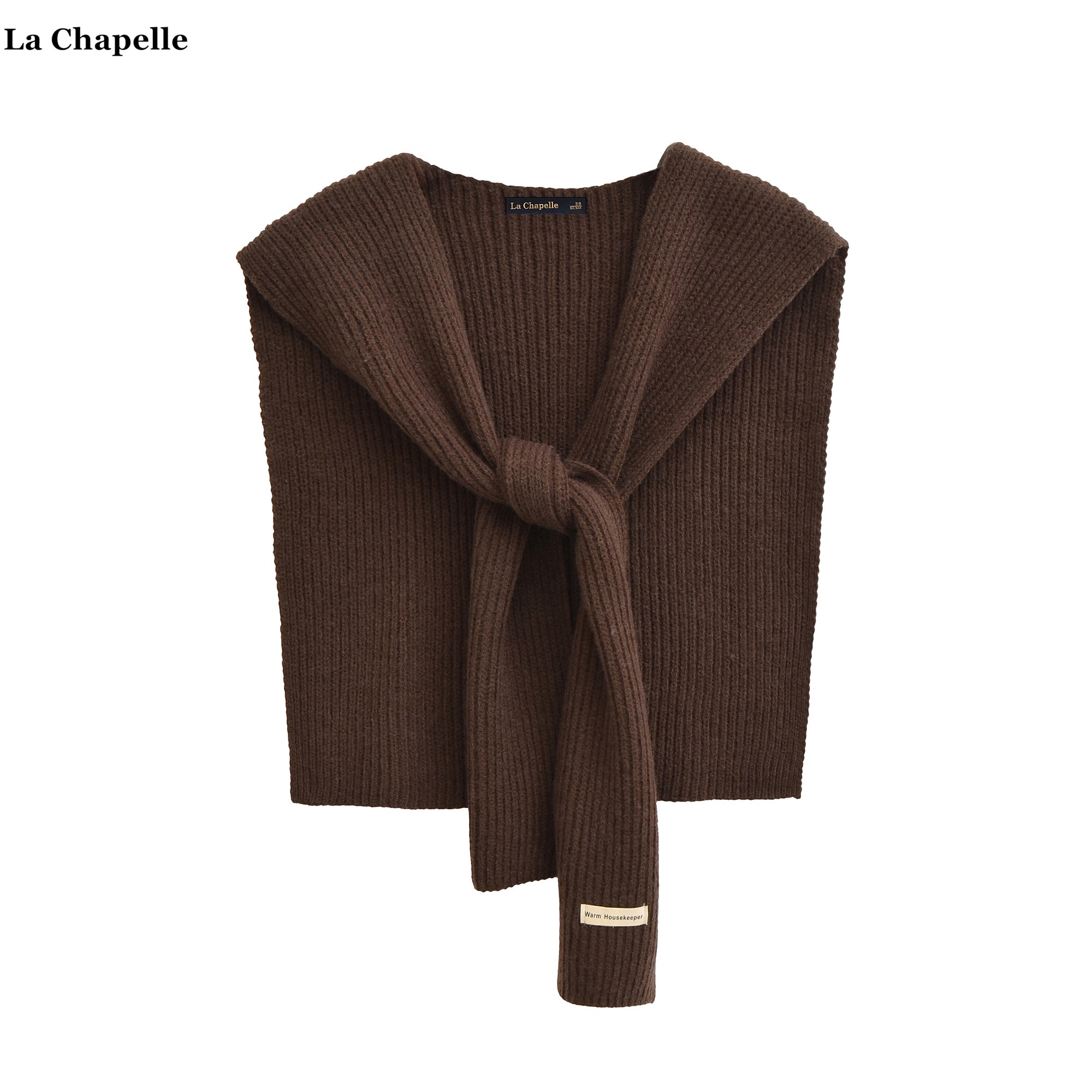 拉夏贝尔/La Chapelle高级感纯色外搭针织披肩女空调房假领子围巾