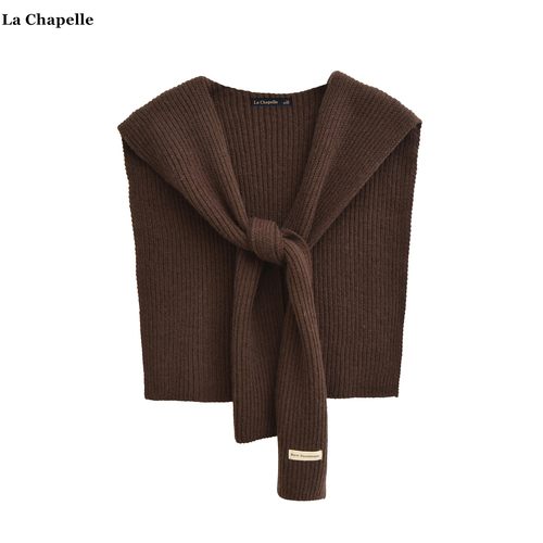 拉夏贝尔/La Chapelle高级感纯色外搭针织披肩女空调房假领子围巾