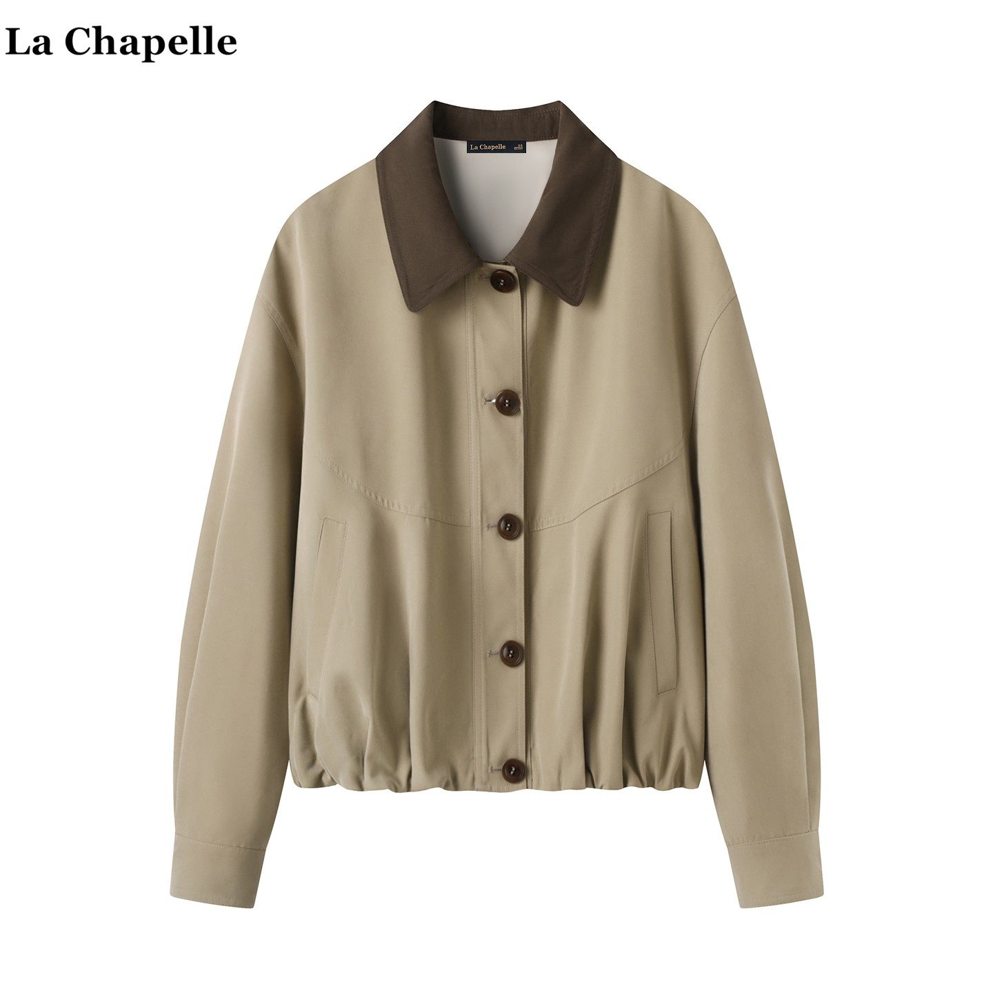 拉夏贝尔/La Chapelle复古拼色工装夹克外套女春秋巴恩风短款风衣