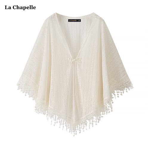 拉夏贝尔/La Chapelle国风外搭旗袍开衫女夏季新中式流苏斗篷披肩