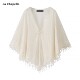 新中式 拉夏贝尔 女夏季 Chapelle国风外搭旗袍开衫 流苏斗篷披肩