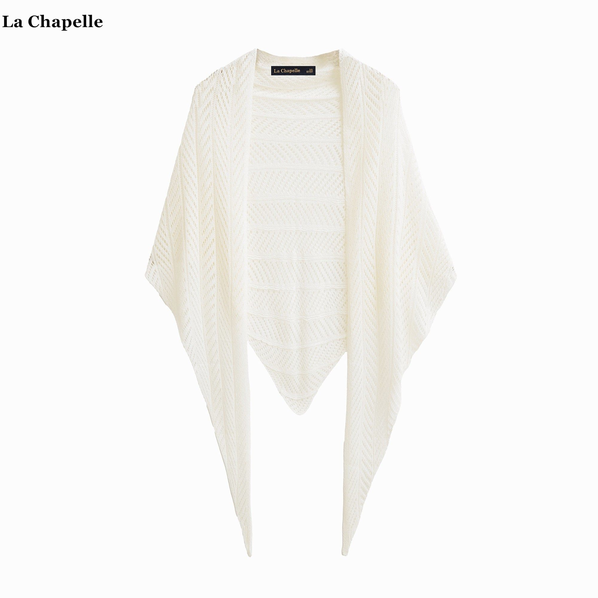 拉夏贝尔/La Chapelle高级感纯色三角针织披肩女外搭旗袍开衫围巾图片