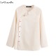 改良长袖 Chapelle新中式 衬衫 女春季 提花盘扣衬衣 拉夏贝尔 新款