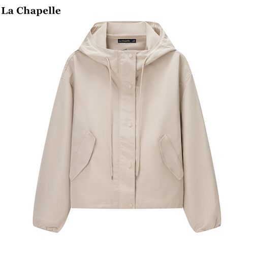 拉夏贝尔/La Chapelle休闲连帽工装外套女秋季新款小个子宽松夹克