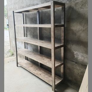 复古全实木置物架阳台花架家用陈列架超市货架多层展示收纳架X13