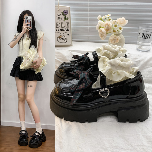 厚底增高蝴蝶结配裙子玛丽珍女鞋