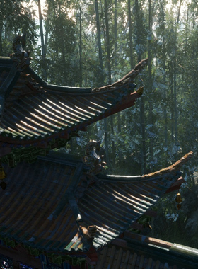 UE4虚幻5 Oriental ancient pictures 武侠仙侠山门竹林台阶场景