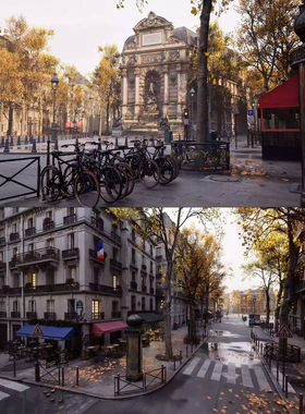 UE5.6虚幻5.6+影视级大型写实巴黎欧洲浪漫城市街道场景项目工程