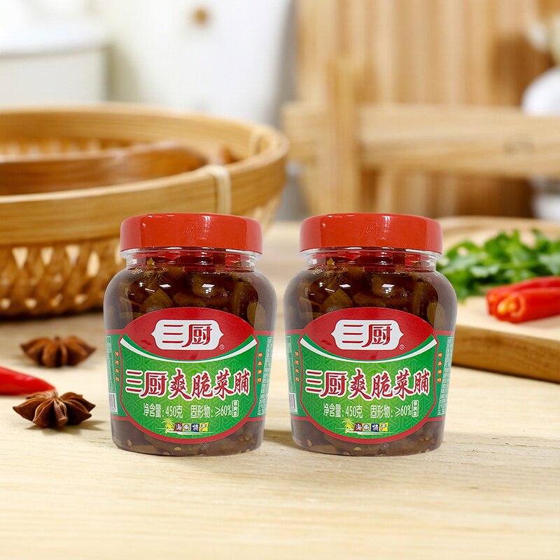 包邮两瓶 三厨食品 三厨爽脆菜脯450克×2 爽脆菜脯 下饭菜 罐装