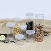 圆形透明盖食品级坚果蜂蜜罐饼干盒塑料瓶加厚零食储物密封盒带盖