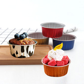 金色铝箔锡纸盒圆形雪媚娘加厚包装 盒烤布蕾杯蛋糕布丁方形榴莲盒