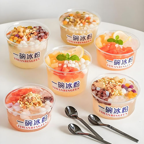 冰豆花双皮奶冰粉水果捞打包圆碗