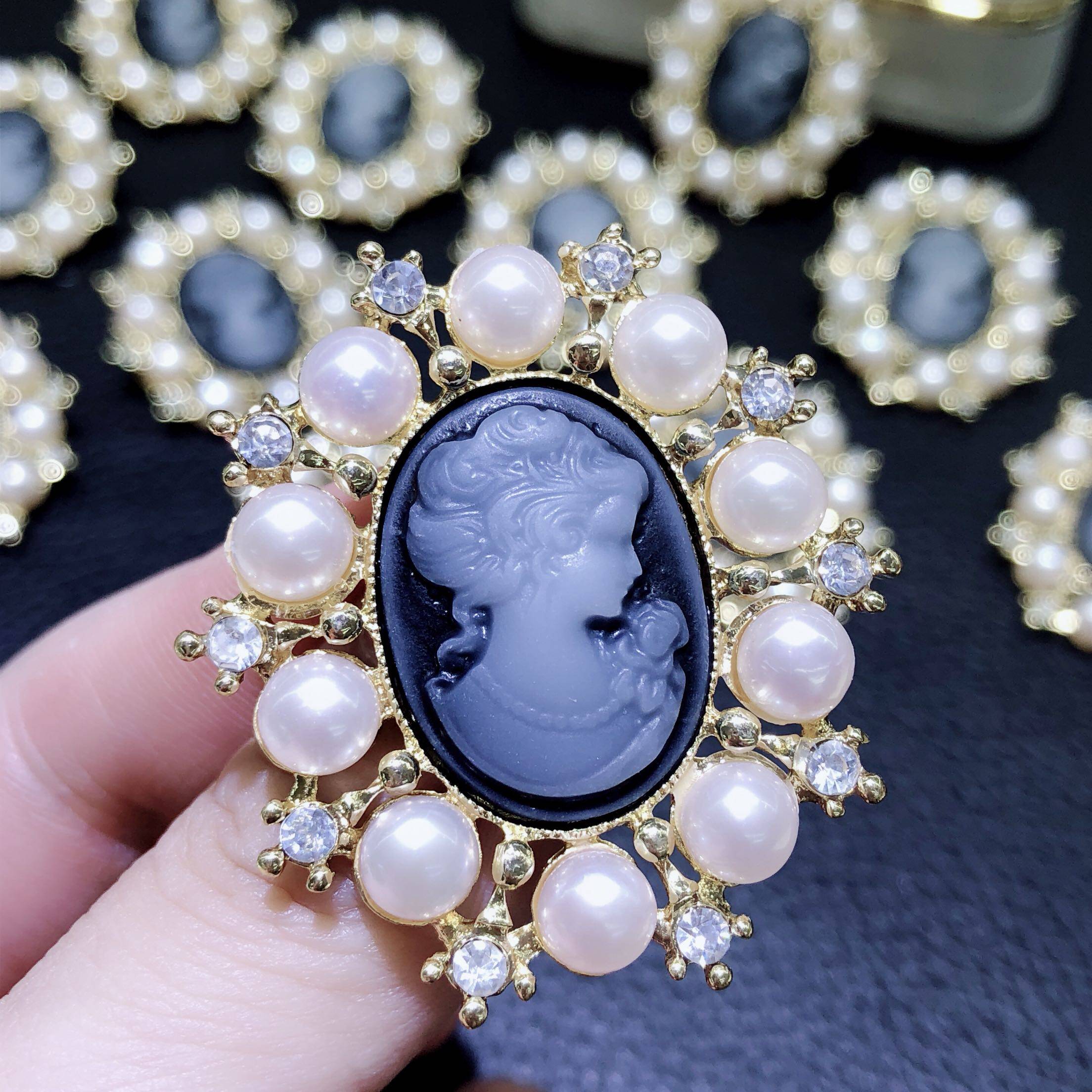 法式优雅天然淡水珍珠胸针卡梅奥cameo爆款胸针毛衣链吊坠两用