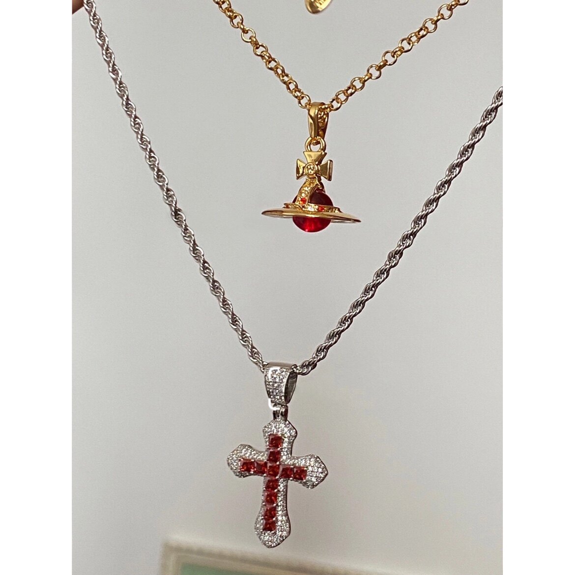 吊坠项链镀金女十字架吊坠项链