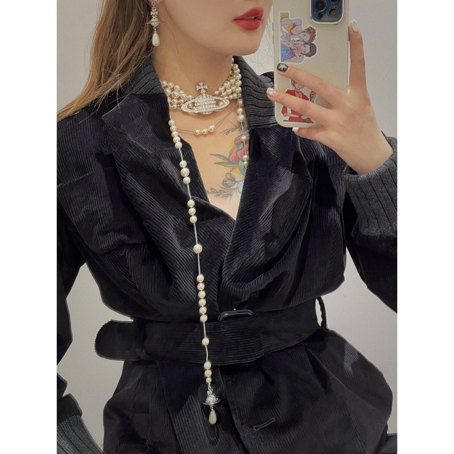 欧美项链星球高级感锁骨链叠戴