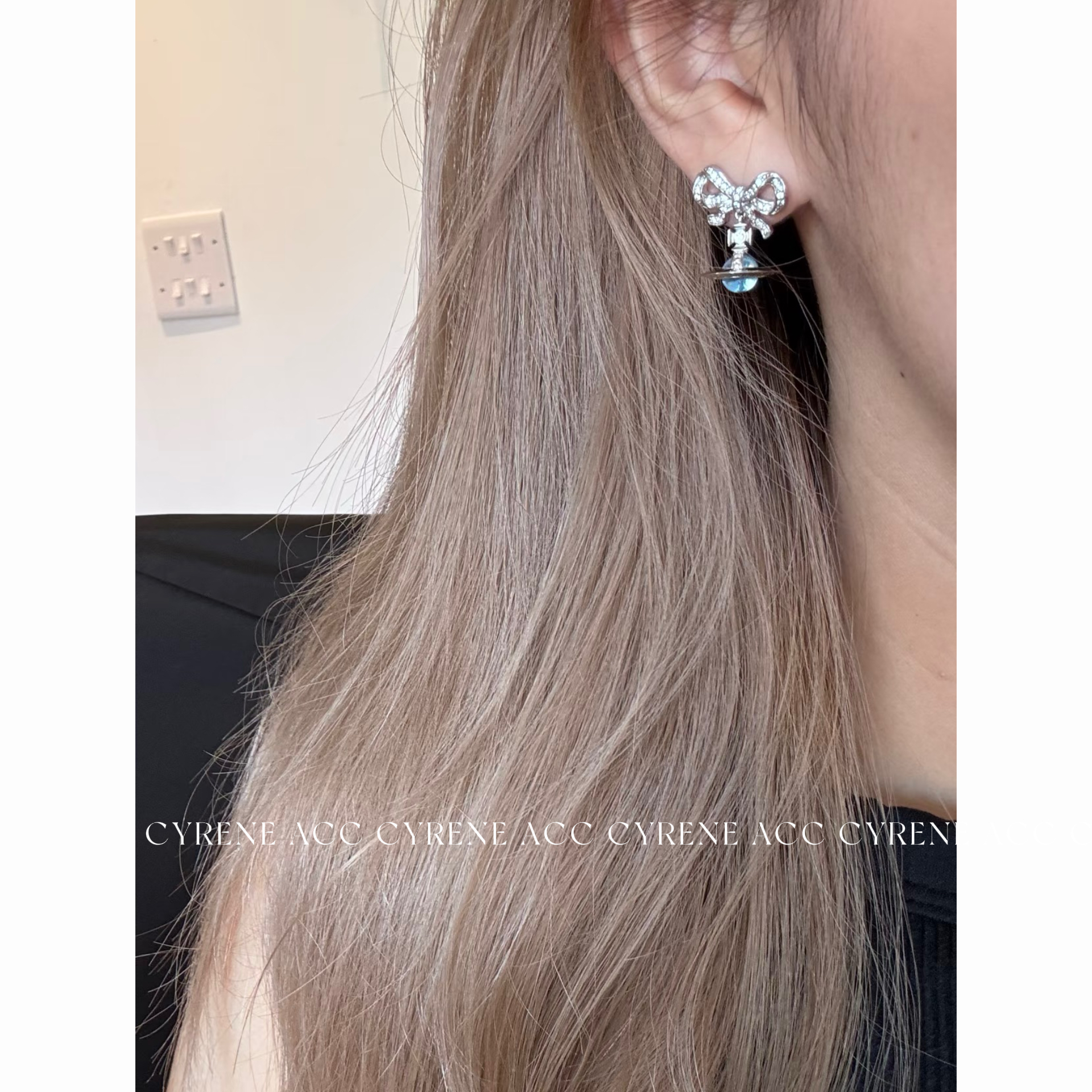 蝴蝶结土星吊坠耳钉女小众设计感高级感耳环爆款耳饰