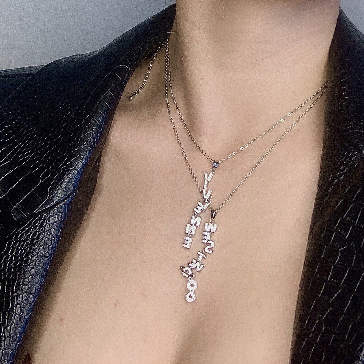 锁骨链星球小众简约字母欧美吊坠