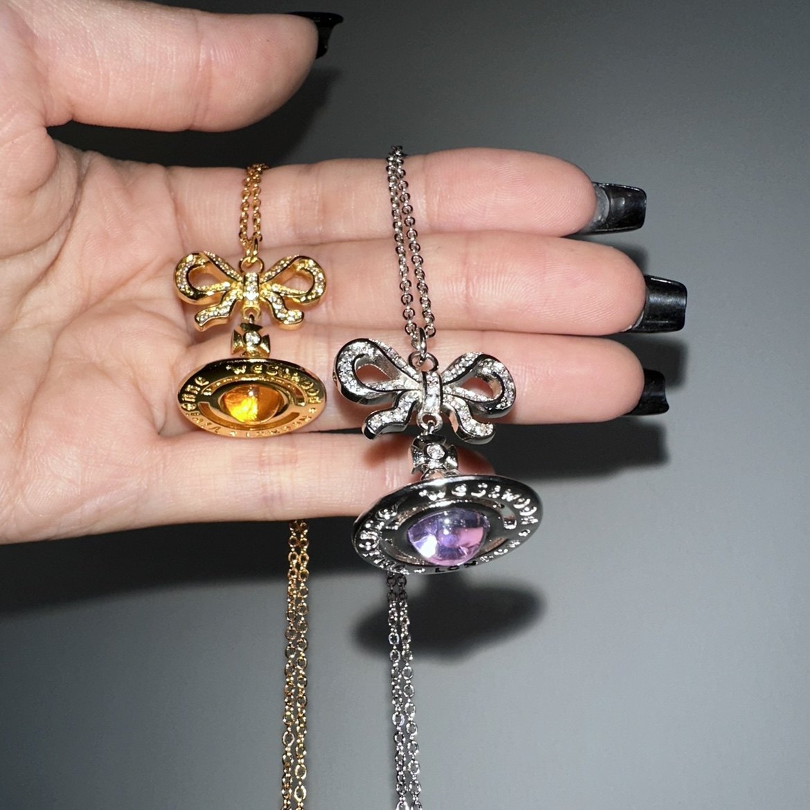 蝴蝶结西太后立体星球项链土星欧美镀金气质小众设计高级感锁骨链