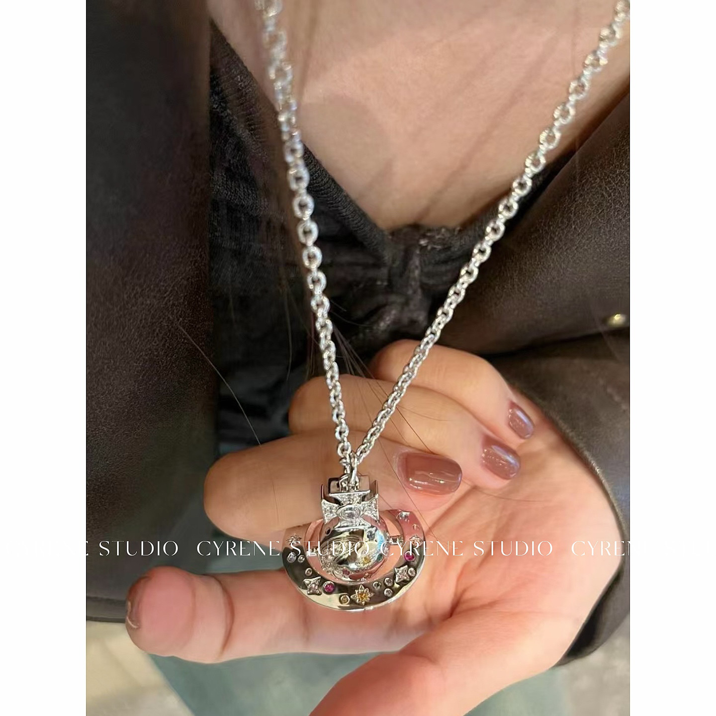 2024新品小众设计高级感限定款土星吊坠项链星月神话卫衣毛衣链女