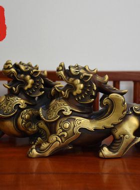 老神仙纯铜貔貅摆件一对大号居家