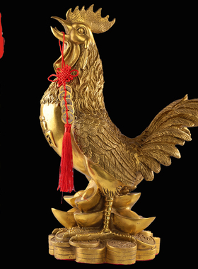 老神仙摆件纯铜福字金鸡