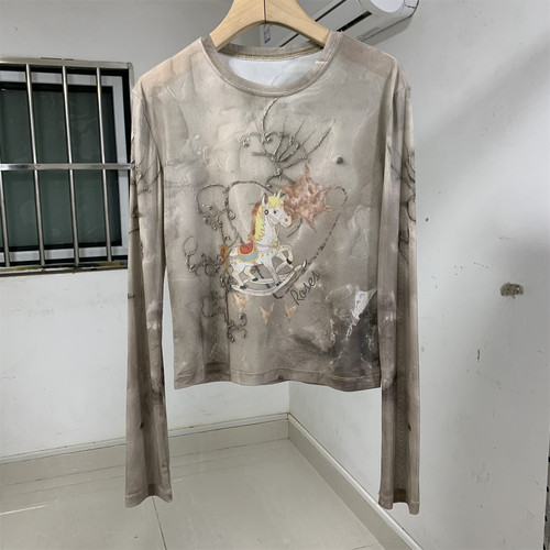 实拍正品剪标芮F2026早秋修身弹力网纱薄款皮肤衣长袖T恤女