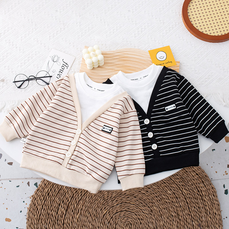 儿童春秋25新款男童帅气宝宝假两件休闲百搭2-3-6岁长袖卫衣条纹,童装/婴儿装/亲子装,卫衣/绒衫,淘宝优惠券,粉丝福利购,淘宝优惠卷