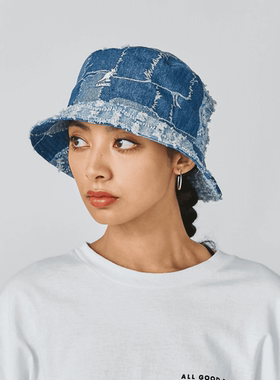 Kangol Denim Mashup Bucket袋鼠牛仔拼接贴布丹宁遮阳渔夫帽盆帽