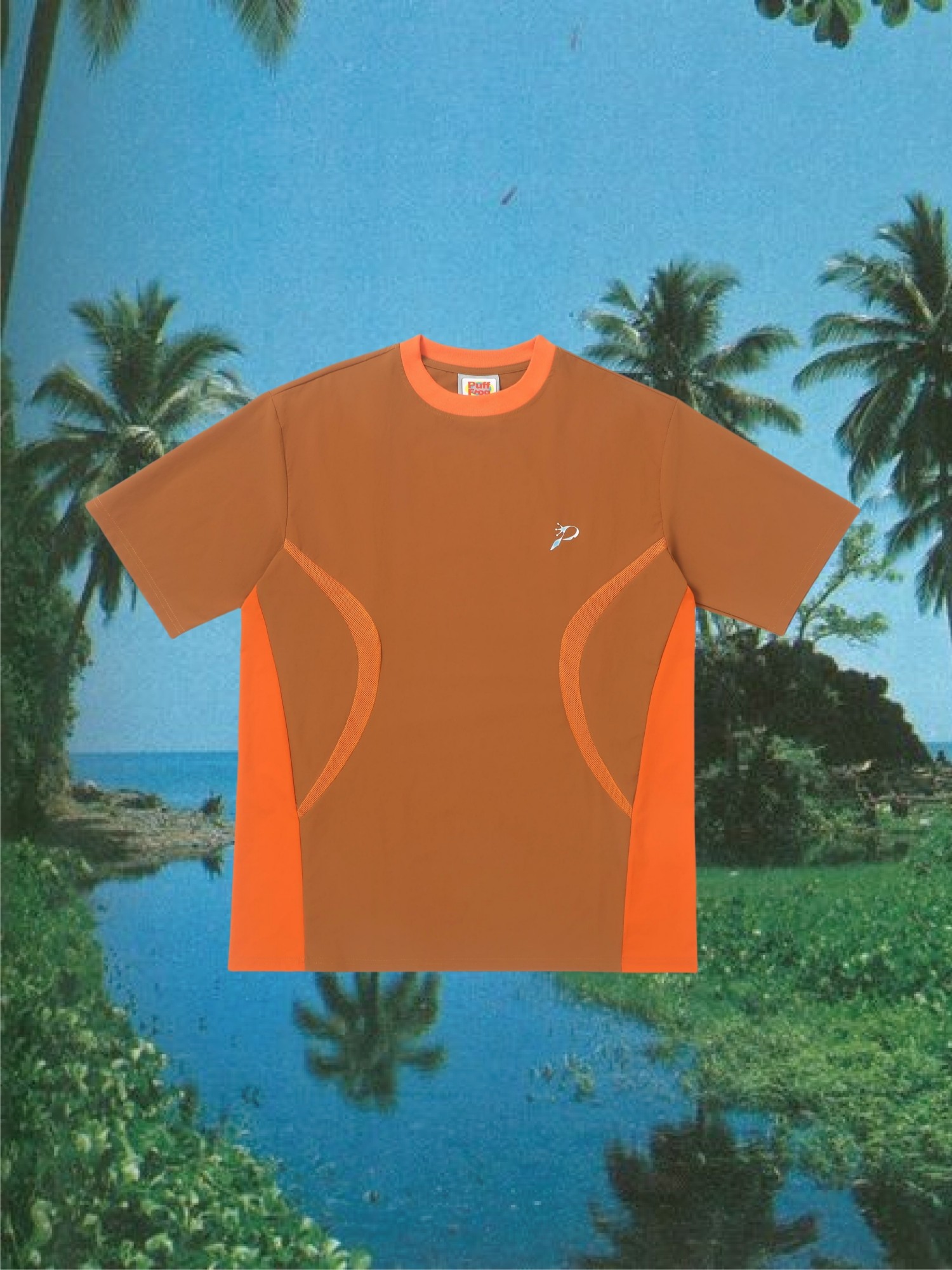 PuffFrog Colorblock Jersey Tee网眼拼布防水短袖男女球衣T恤