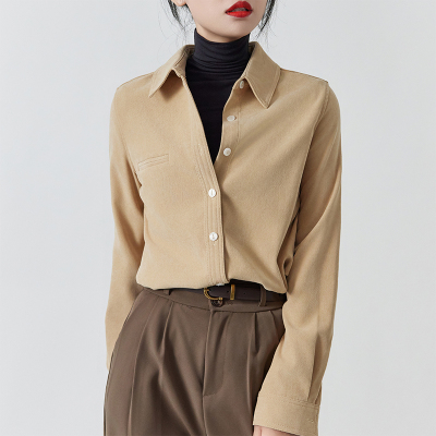 法式叠穿灯芯绒衬衫秋冬设计感