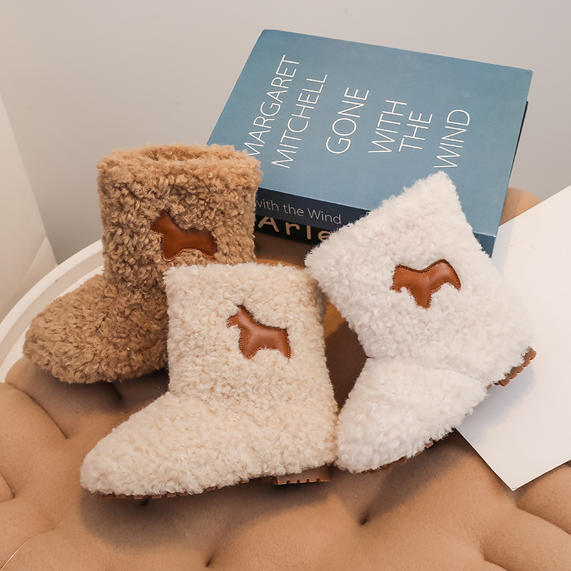 韩版儿童毛毛靴加绒加厚