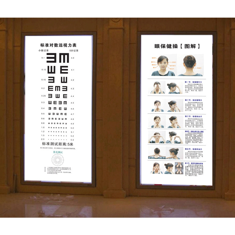 眼镜店 视力表 眼保健操 眼镜灯箱  装饰画 树脂贴纸 墙贴  包邮
