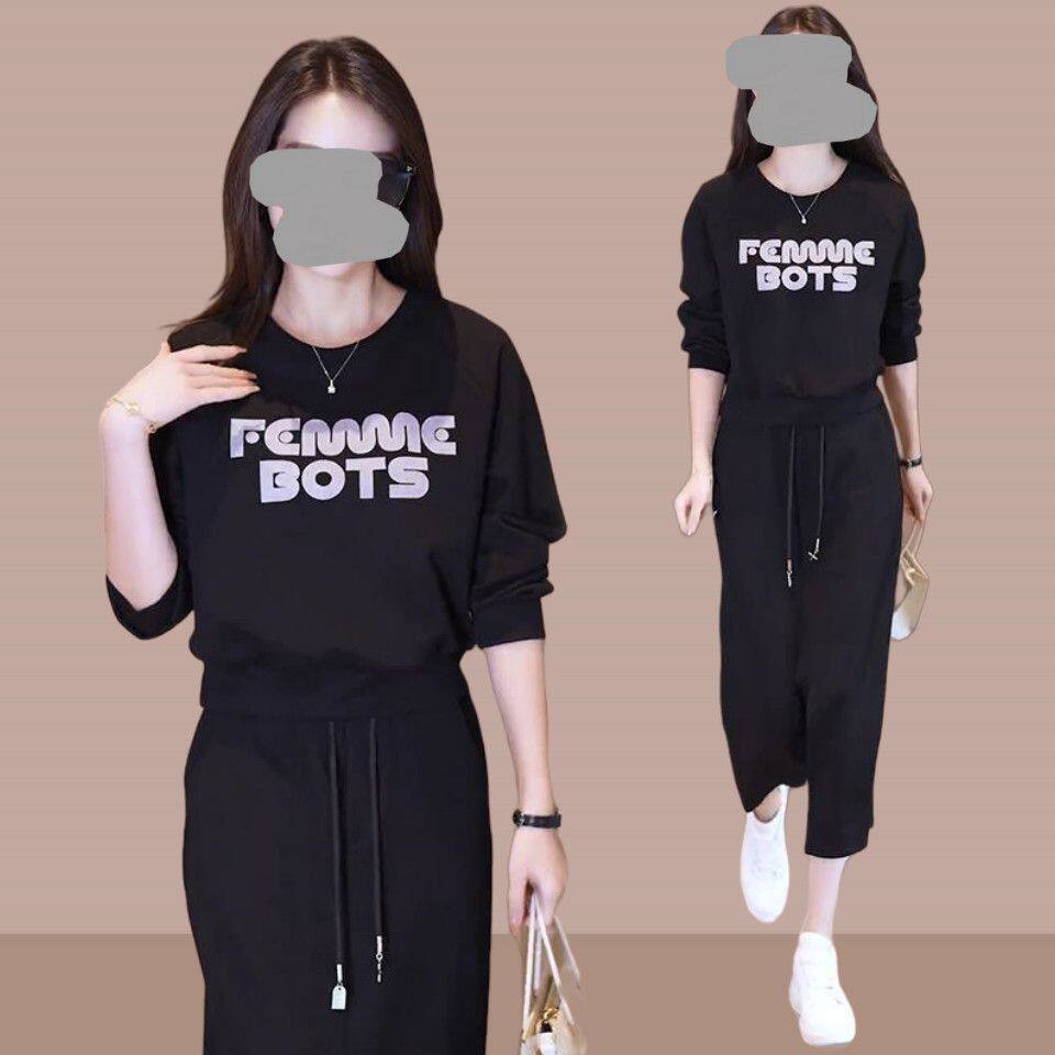 时尚运动风连衣裙女2025秋季新款长袖卫衣半身裙休闲减龄两件套装